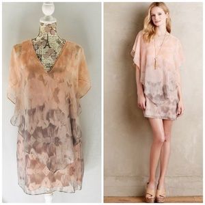 The Addison Story Efate Silk Dress Size Medium Peach Gray V Neck